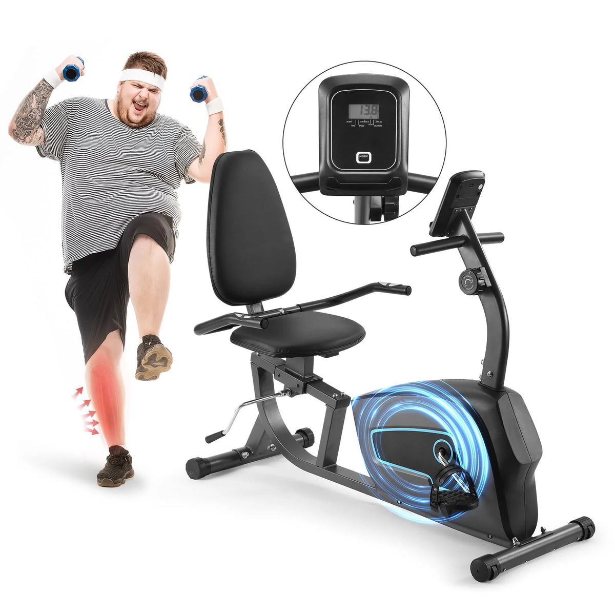 Indoor Recumbent Exercise Bike with Adjustable Seat D7025