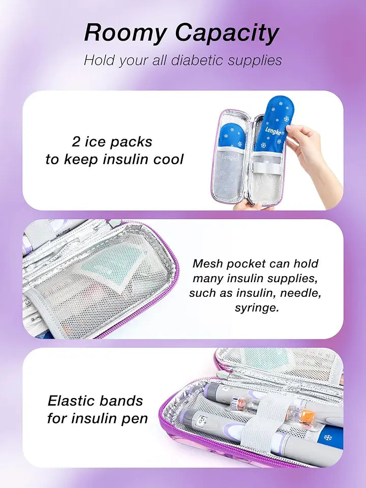 Insulin Cooler Travel Case and 2 Nylon Ice Packs Bundle N7615