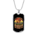Peach Stainless Steel Dog Tag Necklace 24" Chain A1652