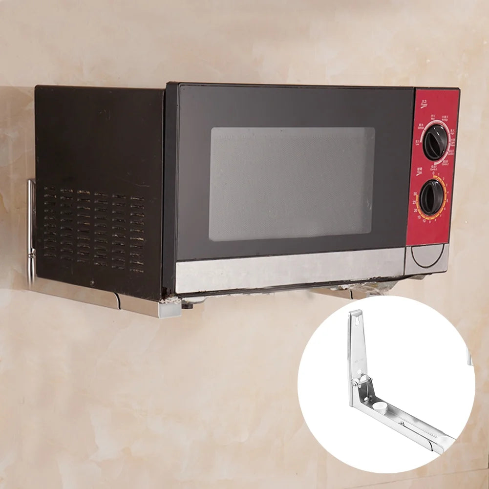 Adjustable 304 Stainless Steel Folding Wall-Mounted Microwave Oven Holder Bracket Shelf N72104