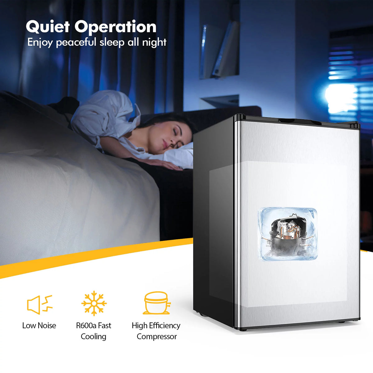3 cu.ft. Compact Upright Freezer with Stainless Steel Door Q695