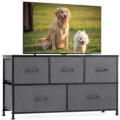 Brown 5 Drawer Fabric Dresser Z34989