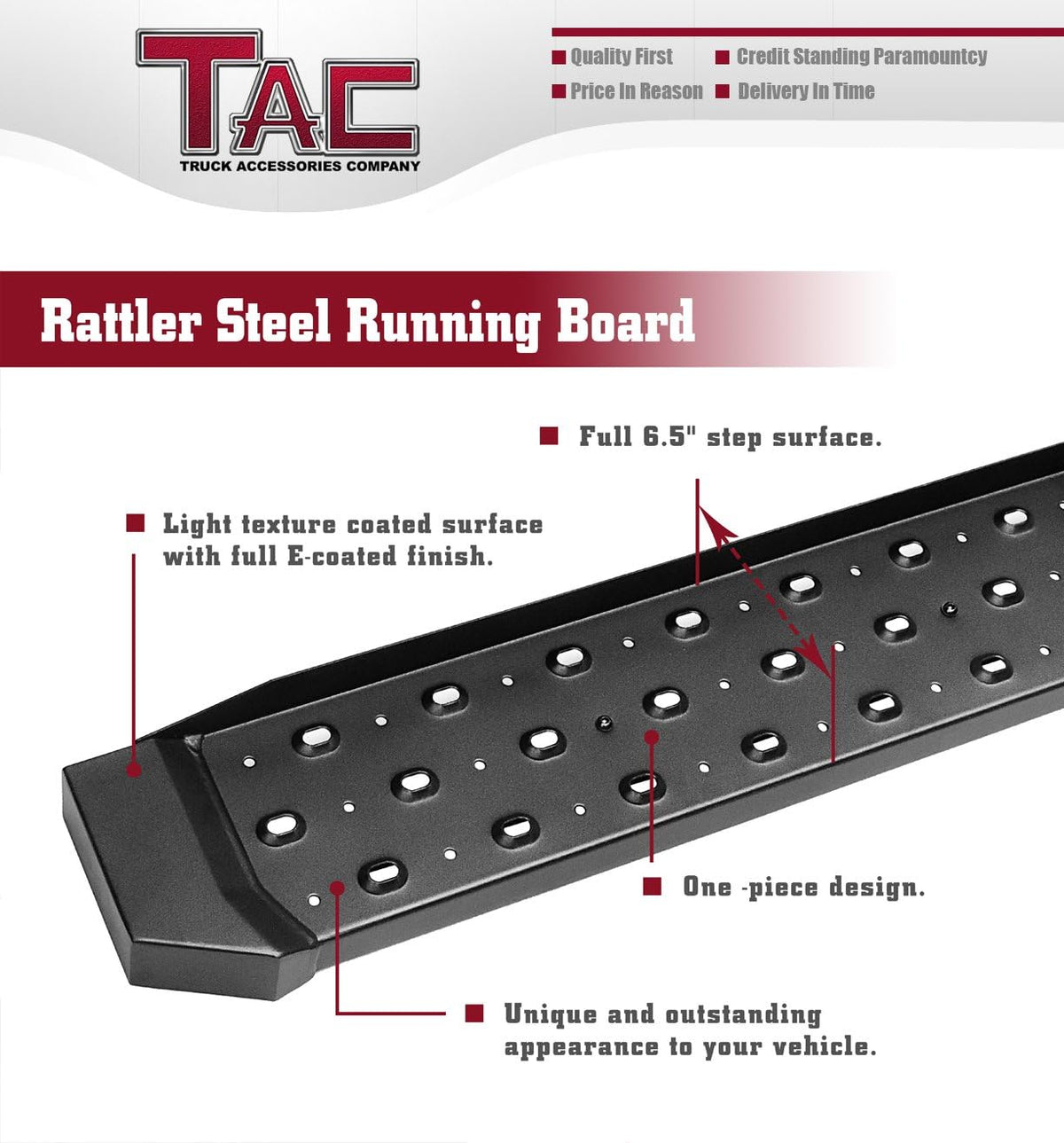 6.5" Steel Running Boards for RAM Promaster Van, Black Side Step Bars (2 Pieces) M625