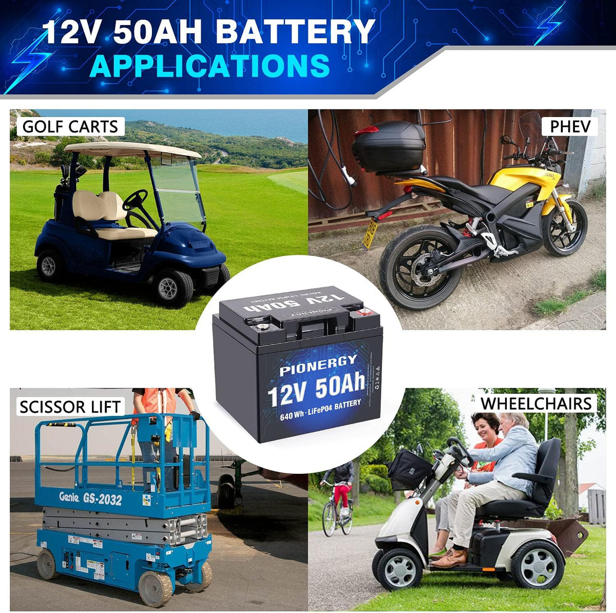 12V 50Ah LiFePO4 Battery with Built-In BMS U8380