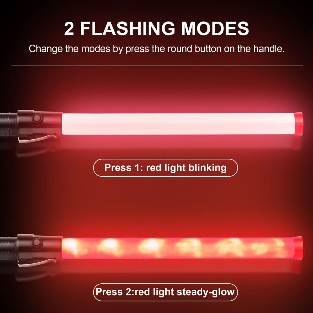 10 Pieces 21-inch Traffic Control Wand with 2 Flashing Modes D664