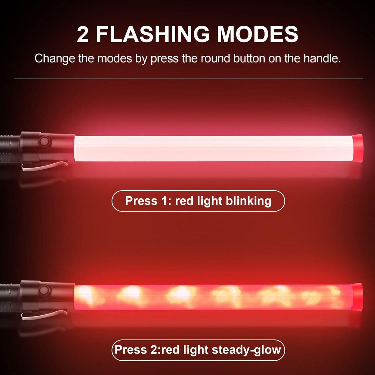 10 Pieces 21-inch Traffic Control Wand with 2 Flashing Modes D664