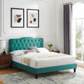 Teal Tufted Performance Velvet King Platform Bed P19128