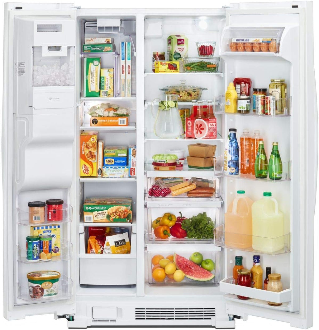 White 36 Side-by-Side Refrigerator with Ice System, 25 Cubic Ft. Total Capacity I853062