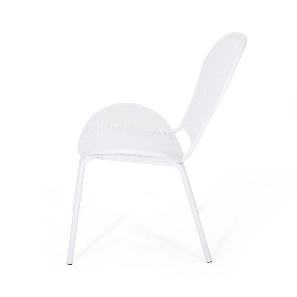 Set of 2 Matte White Outdoor Iron Club Chair U266