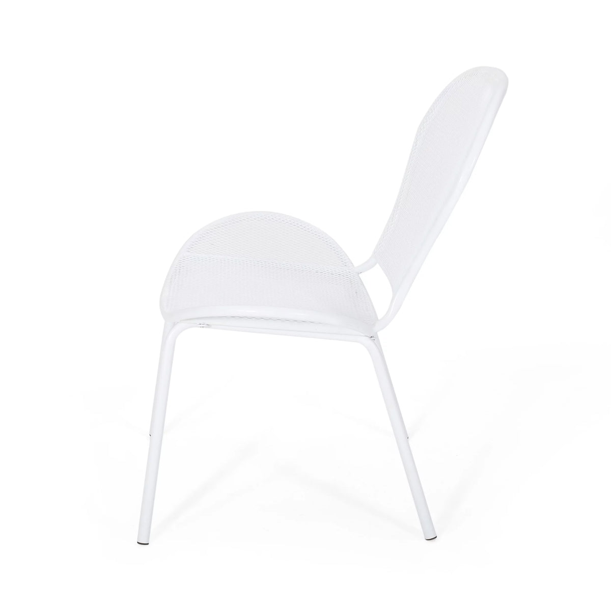 Set of 2 Matte White Outdoor Iron Club Chair U266