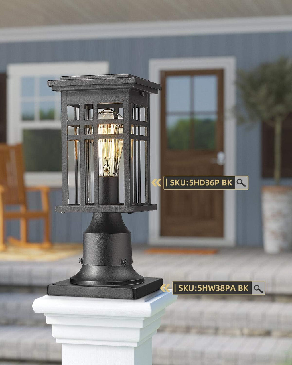 Black Cast Aluminum Post Light Mount Base Adapter, Pack of 2 R8979