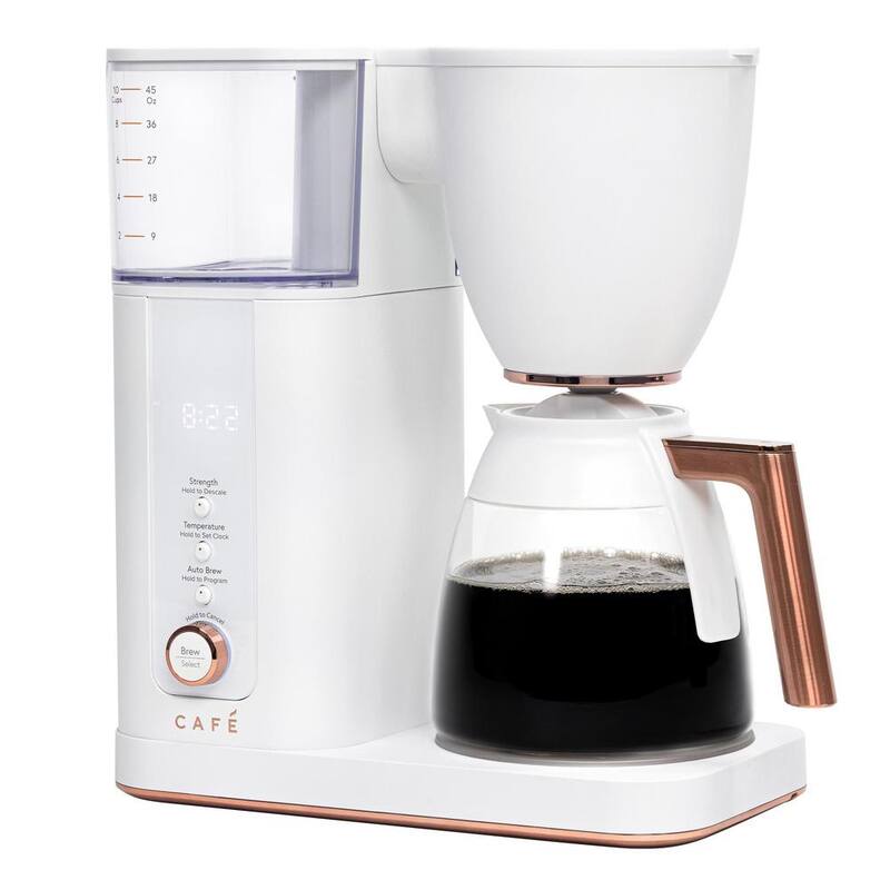 Matte White 10 Cup Drip Coffee Maker with Glass Carafe H45075