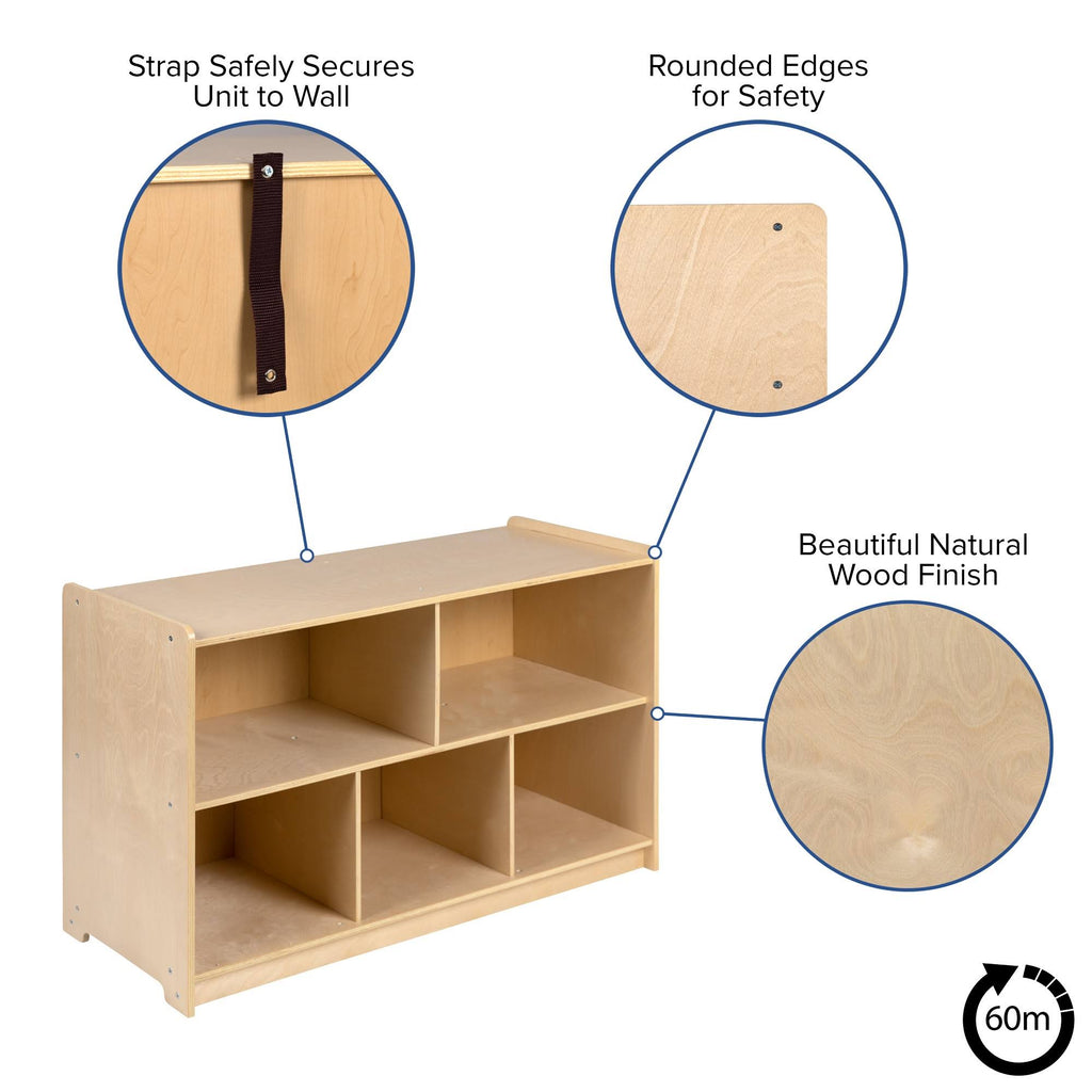 Wooden 5 Section School Classroom Storage Cabinet D9944