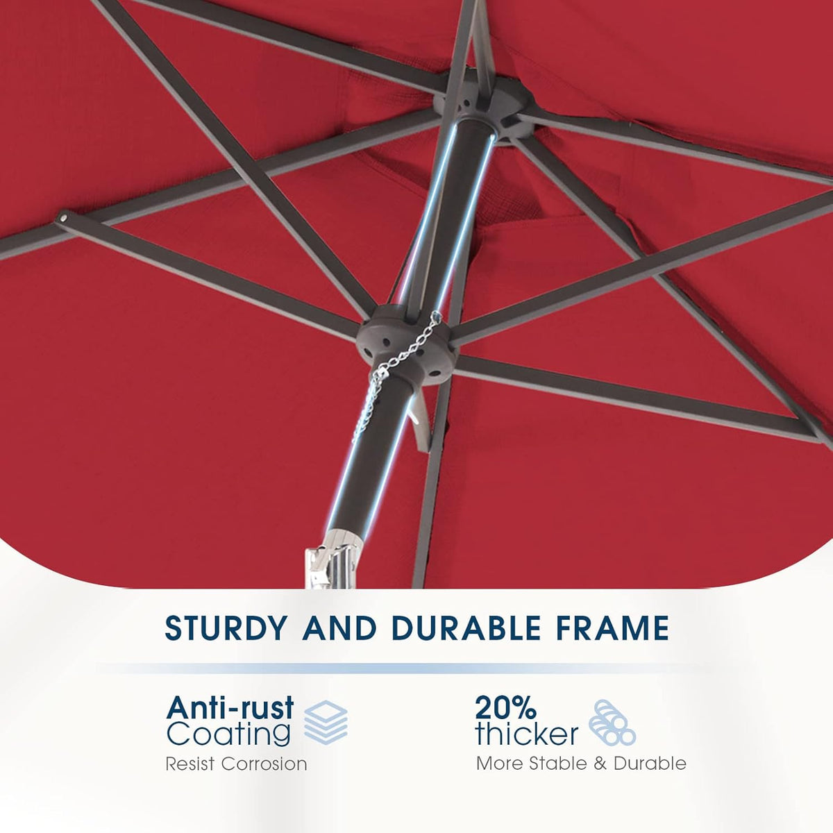 Olefin 6.6 x 9.8 FT Patio Umbrella (Apple Red) D5265