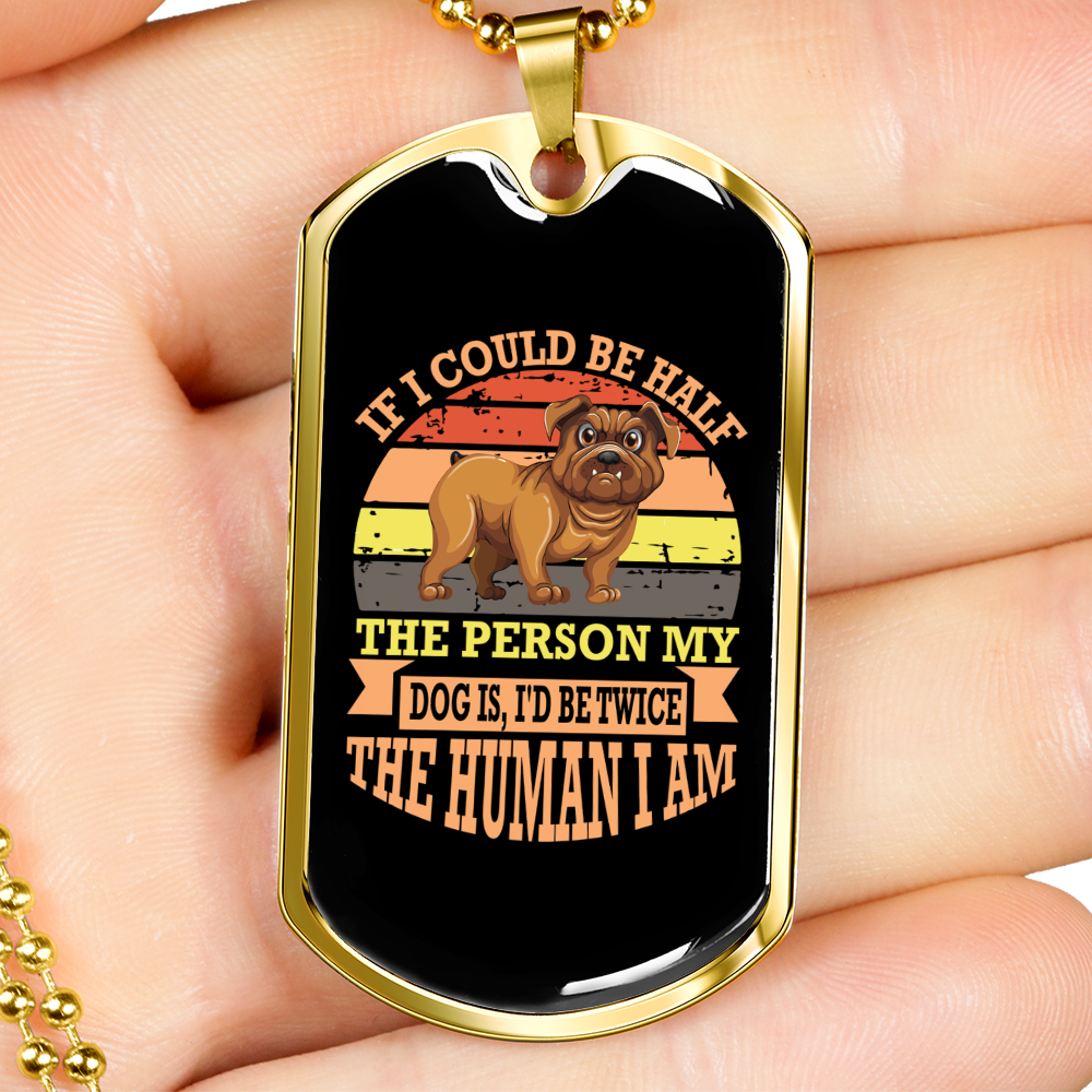 Peach Stainless Steel Dog Tag Necklace 24" Chain A1652