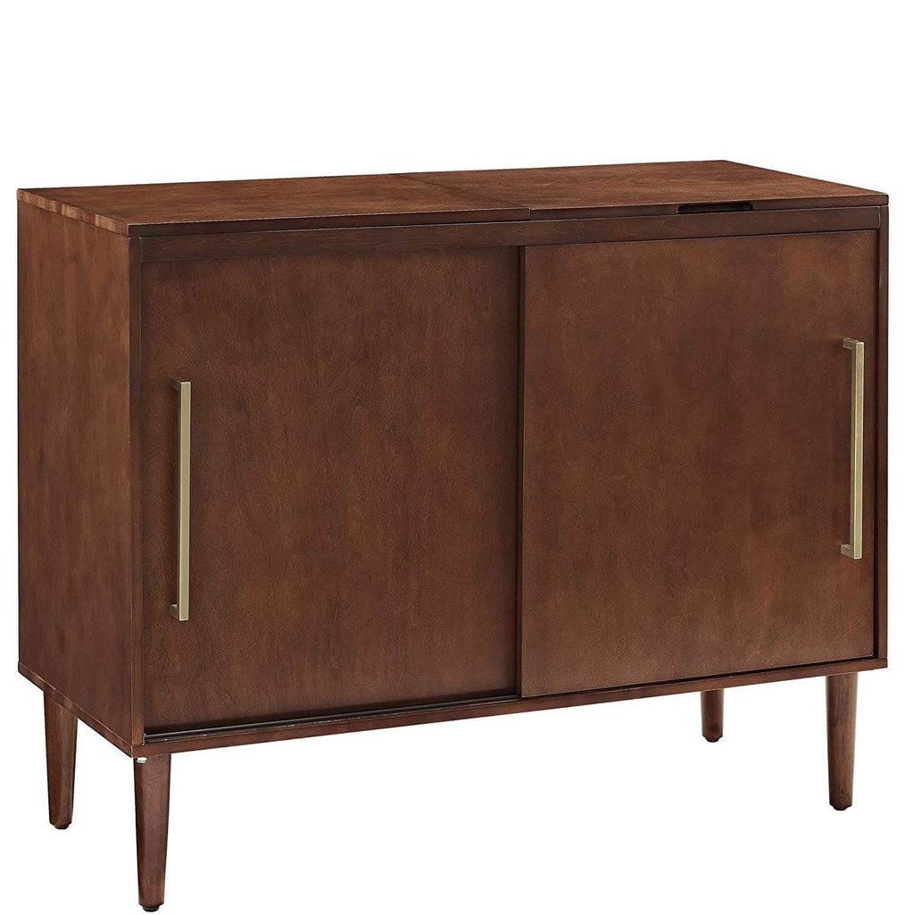 Mahogany/Gold Wood Media Console Table K466