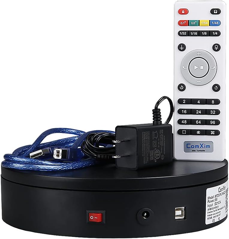 360 Degree Electric Turntable Display Stand with Remote Control, Black, Pack of 2 T947