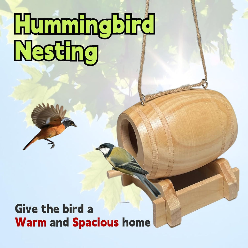 2 Pack Natural Wooden Hummingbird House T95044