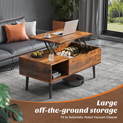 Lift Top Coffee Table with Storage Shelf and Hidden Compartment V94587