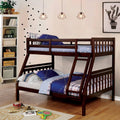 Dark Walnut Solid Wood Slatted Bunk Bed Twin Over Full R940493