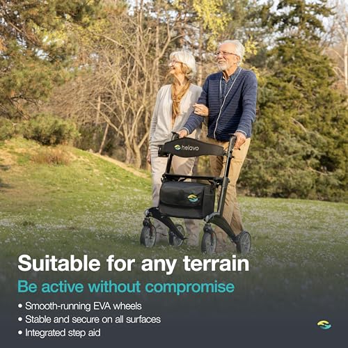 Ultralight Carbon Fiber 4-Wheel Rollator Walker, 12.3 lbs, 25.2" Width, 300 lbs Capacity, 8" Wheels, Foldable, Height Adjustable R40508