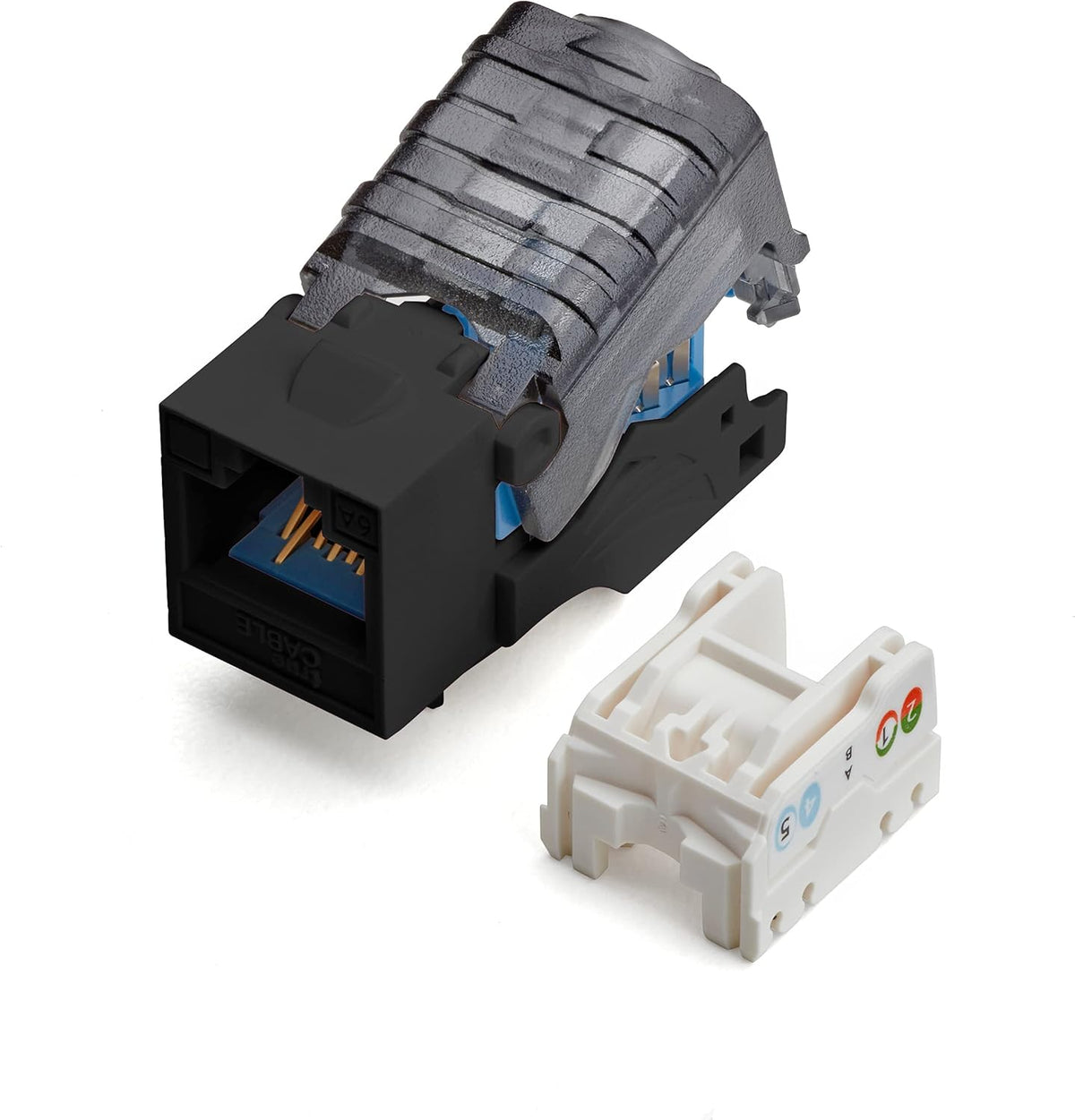 White Cat6A Toolless Keystone Jack, 12 Pack L34231