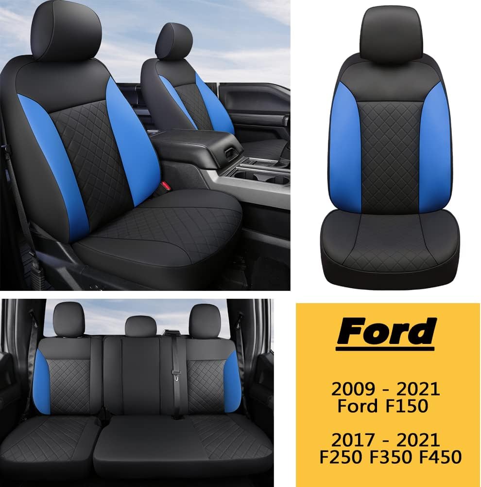 Custom Fit Car Seat Covers Full Set Black Blue S24416