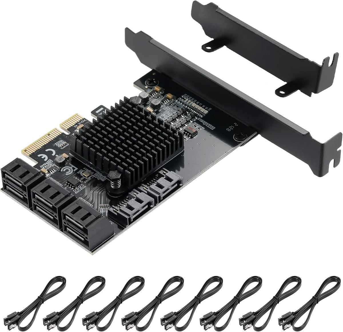 4X PCIE 8 SATA Card with 8 SATA Cables, PCIE to SATA 3.0 6 Gbps Controller, Pack of 2 S640207