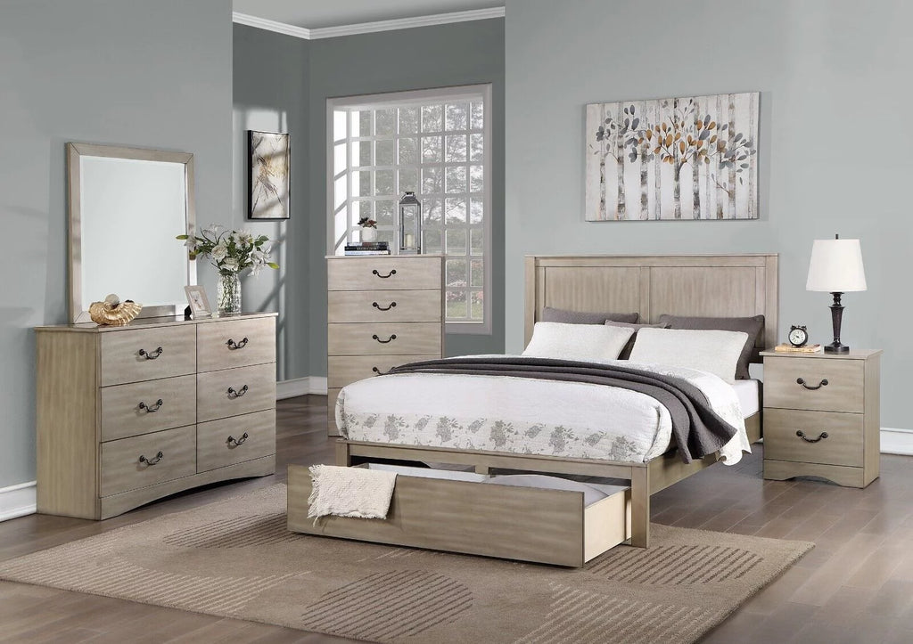 Cal King Size 6pc Bedroom Set with Dresser Mirror Nightstands Chest N53071