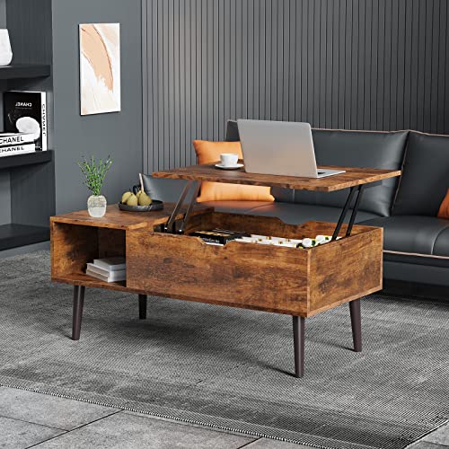 Lift Top Coffee Table with Storage Shelf and Hidden Compartment V94587