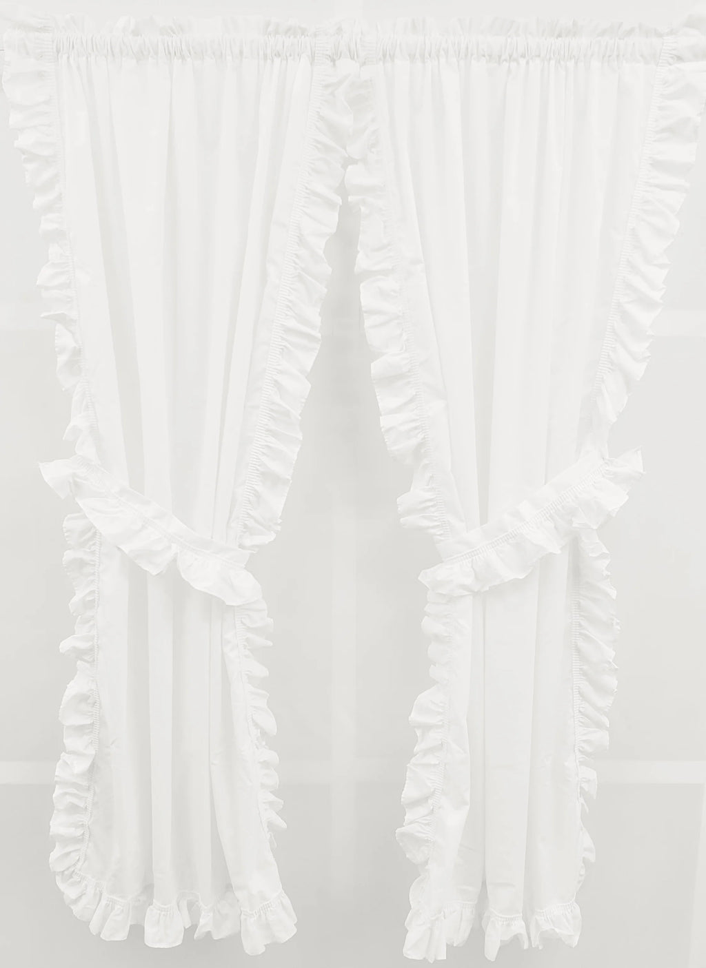 White Ruffled Tier Pair with Tiebacks M5625