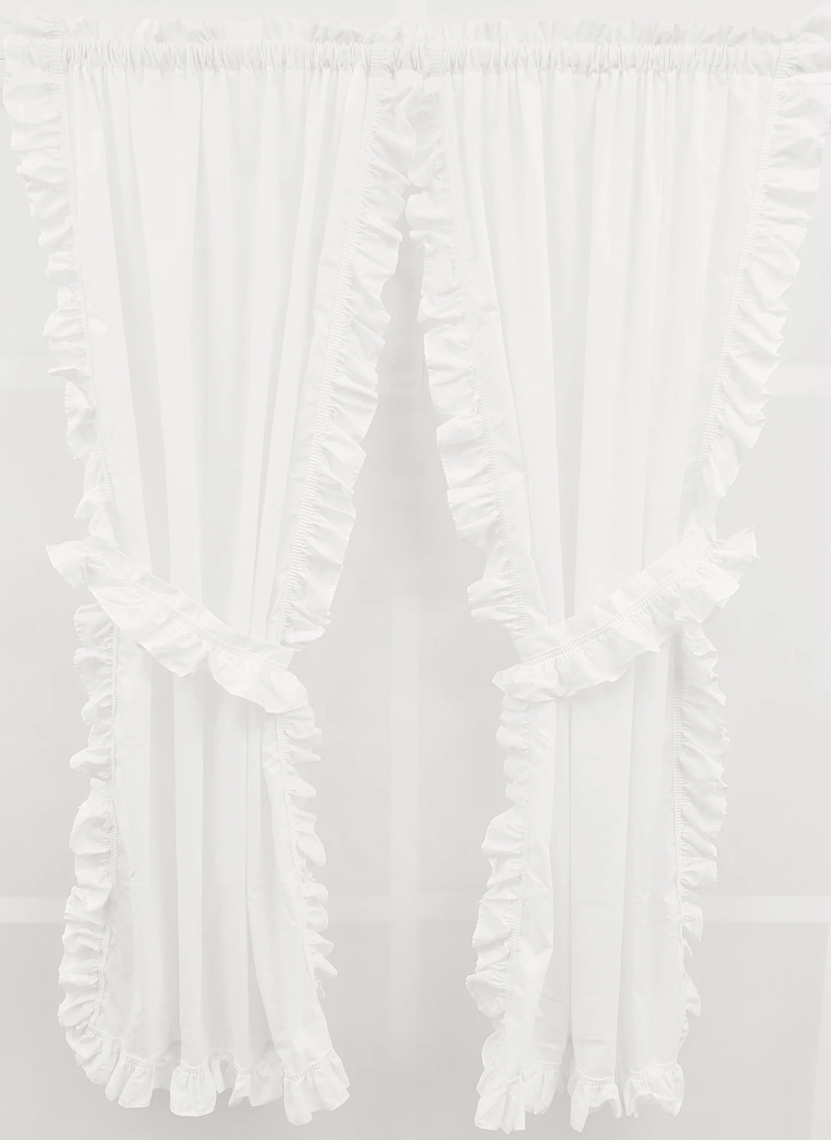 White Ruffled Tier Pair with Tiebacks M5625