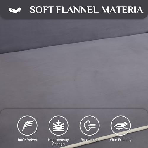 Grey 3 in 1 Convertible Sleeper Sofa with Pullout Bed Flannel 2 Seater Futon Loveseat Couch Bed O797033