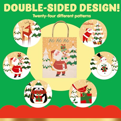 24 PCS Christmas Kraft Gift Bags with Assorted Sizes L495919