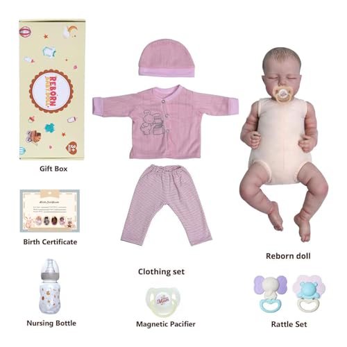 18 Inch Soft Body Realistic Reborn Baby Doll with Clothes and Toy Accessories A384020