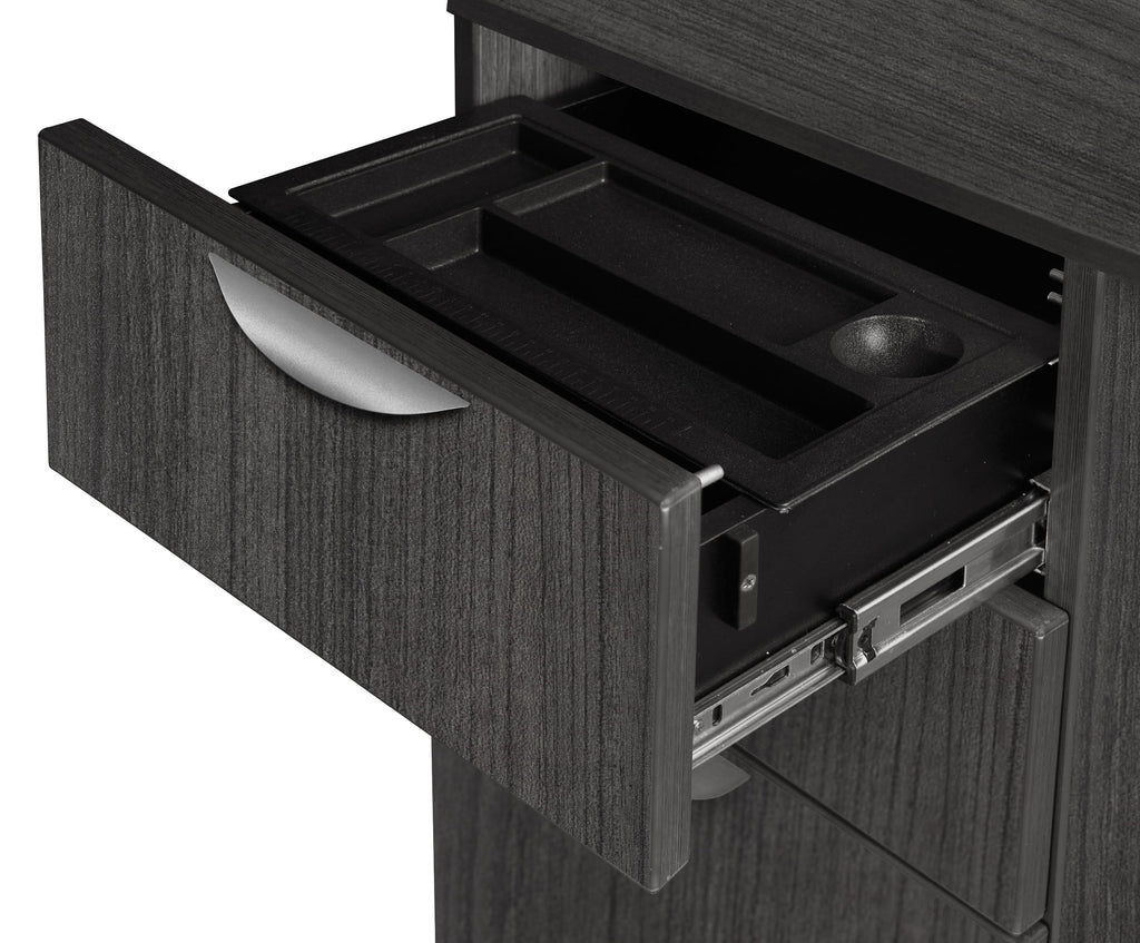 Ash Grey Bow Front Office Desk with Double Pedestal Drawer Unit L36031