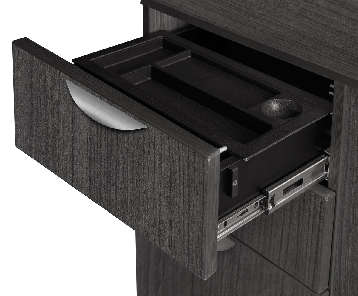 Ash Grey Bow Front Office Desk with Double Pedestal Drawer Unit L36031