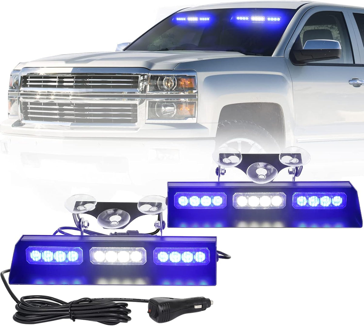 2x10" 24 LED Red White Strobe Lights Bar Pack of 2 B785