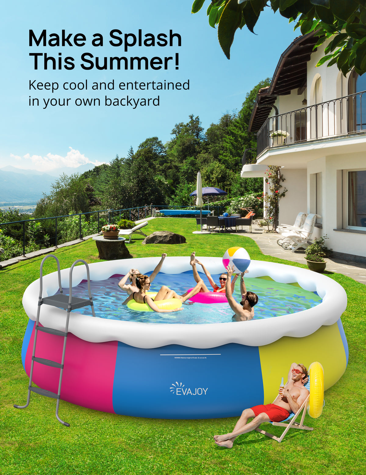 18ft *48in Above Ground Swimming Pool with Filter Pump, Ladder, Ground Cloth and Cover C5777