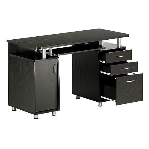 Espresso Writing Desk with Drawers & File Cabinet N32713