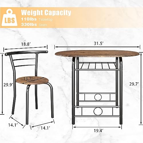 3-Piece Wooden Round Table & Chair Set I747594