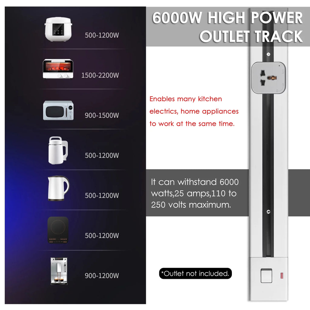 Surface Mounted Power Outlet Track 60cm Aluminum Alloy G9885
