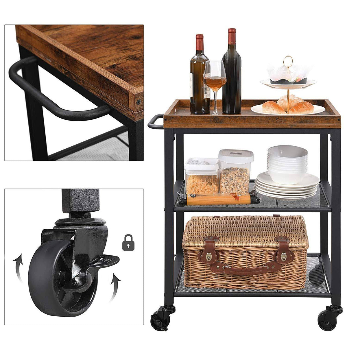 Mesh Shelves Kitchen Cart F435