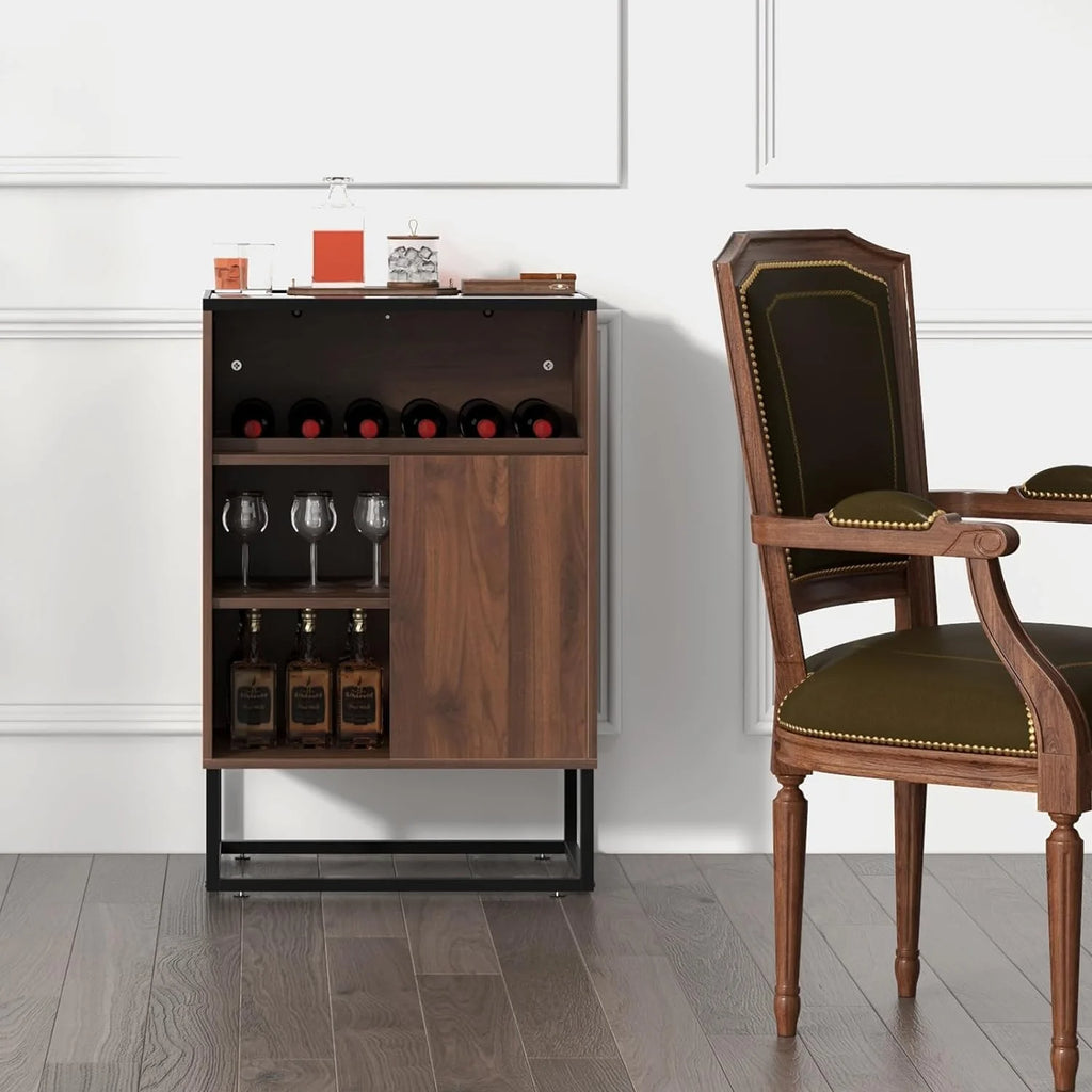 Wine Cabinet Sideboard Buffet with Tempered Glass Top Sliding Door P9760