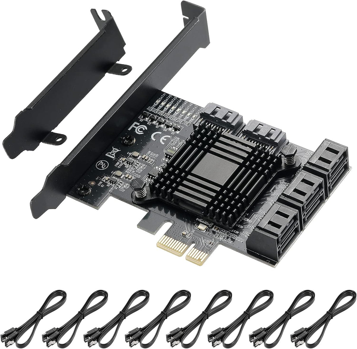 4X PCIE 8 SATA Card with 8 SATA Cables, PCIE to SATA 3.0 6 Gbps Controller, Pack of 2 S640207