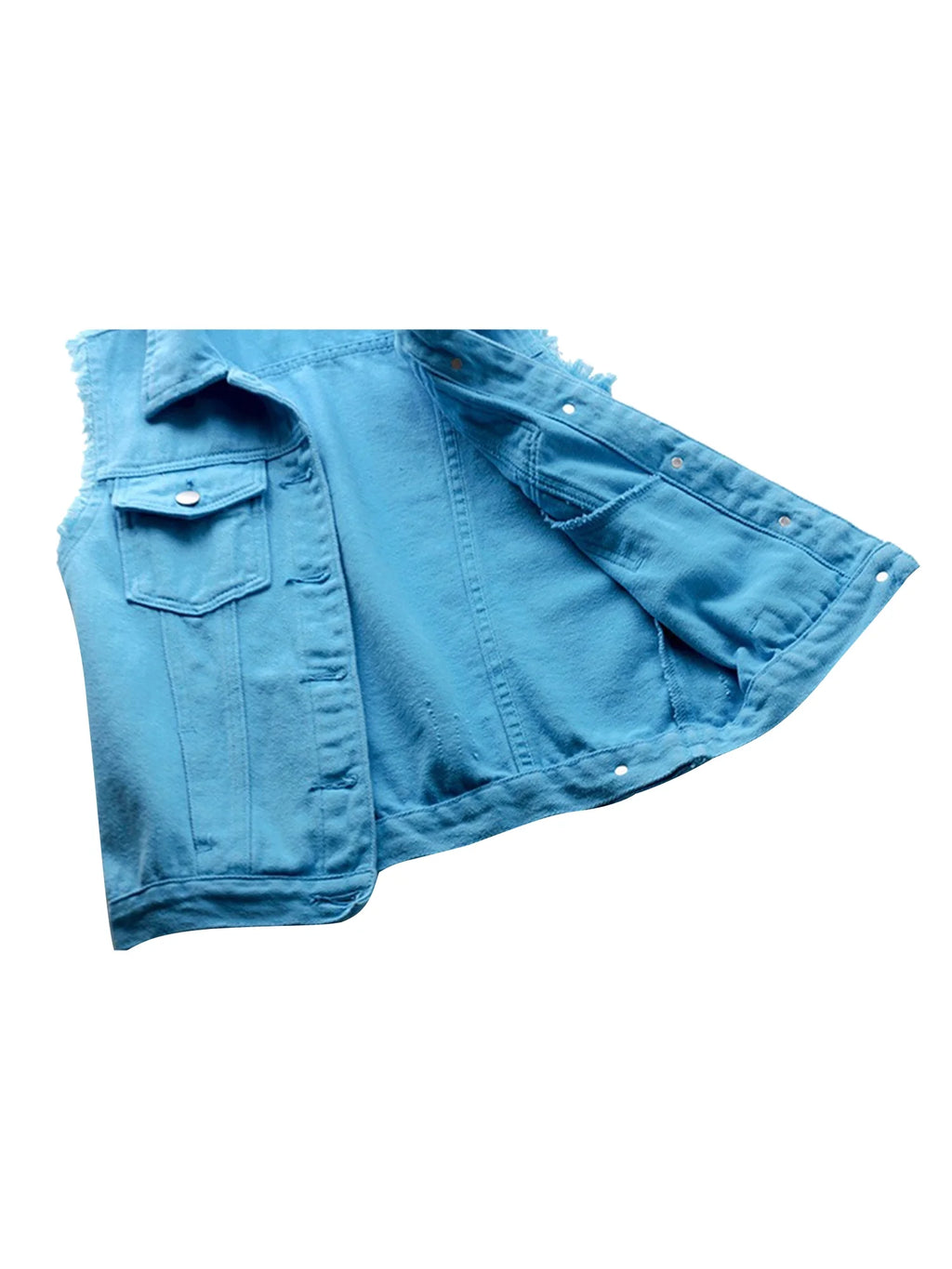 Sleeveless Stretch Denim Jacket with Pockets G116