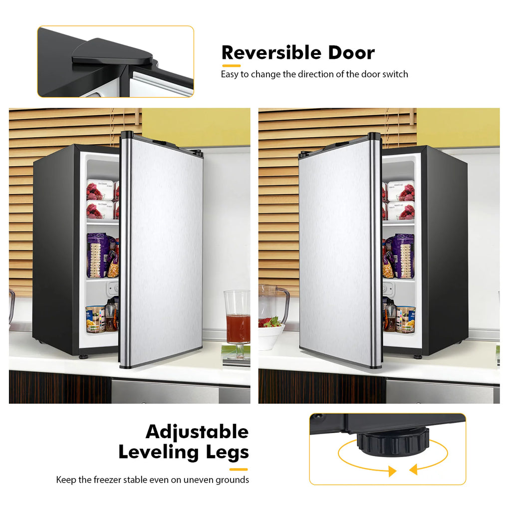 3 cu.ft. Compact Upright Freezer with Stainless Steel Door Q695