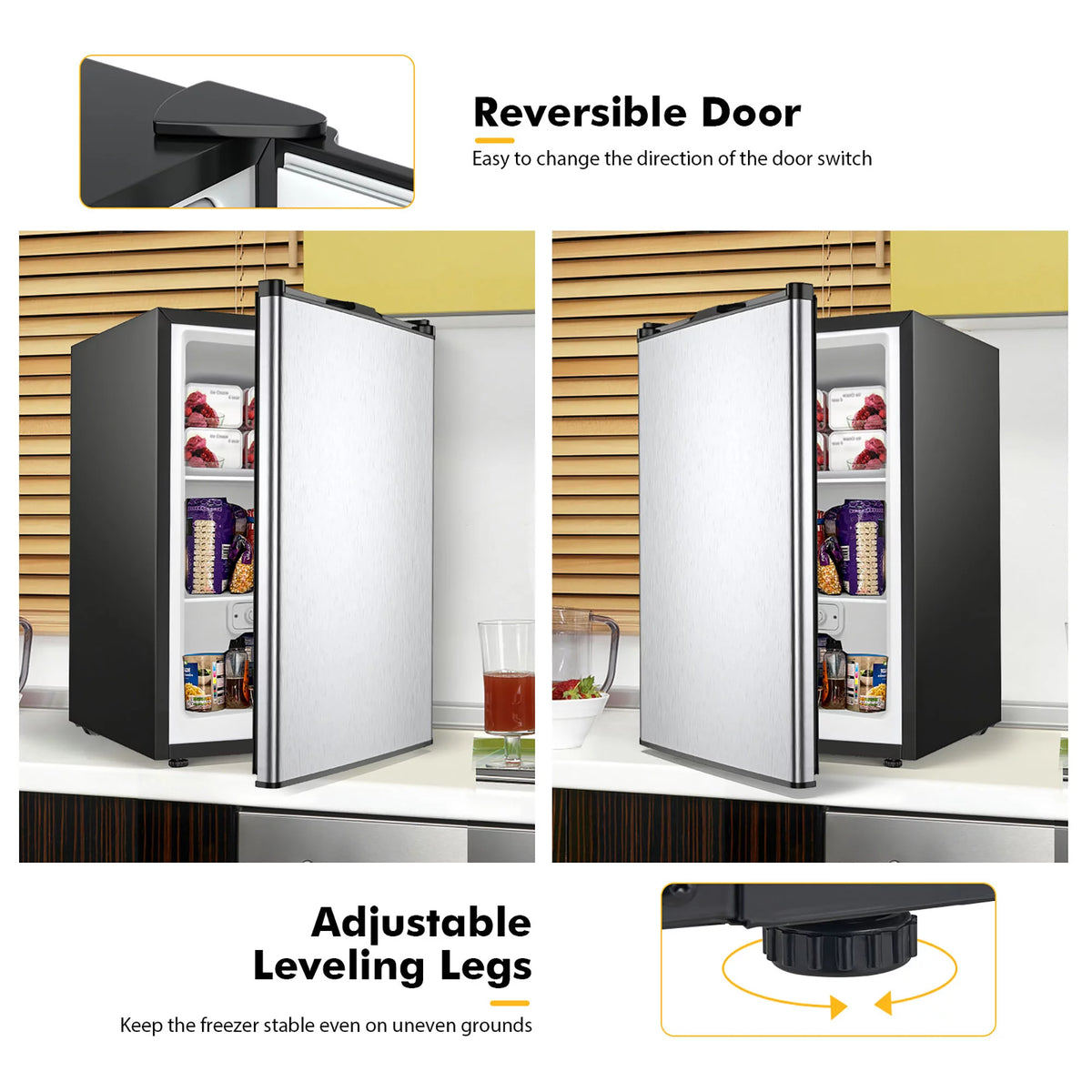 3 cu.ft. Compact Upright Freezer with Stainless Steel Door Q695