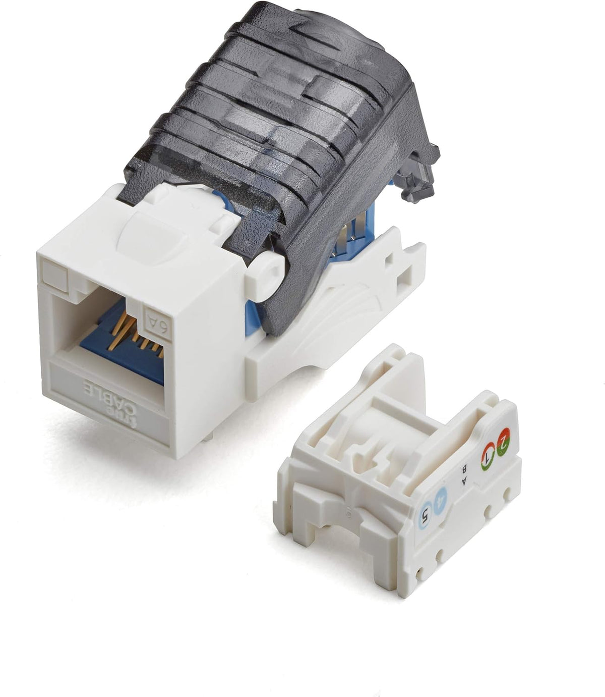 White Cat6A Toolless Keystone Jack, 12 Pack L34231