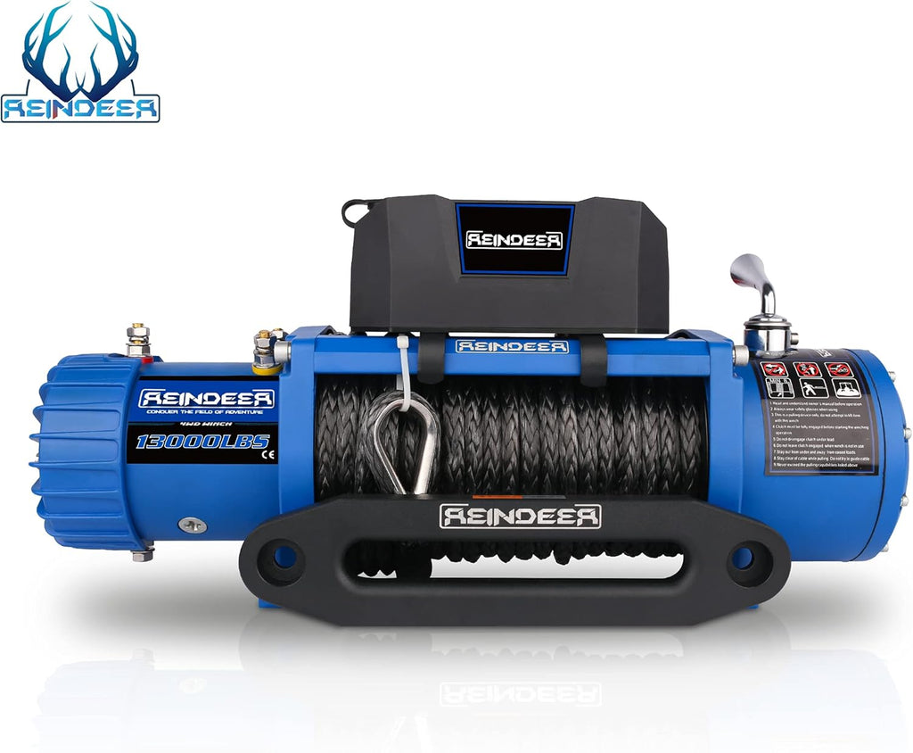 12V 13000 lb Electric Winch Synthetic Rope with Hawse Fairlead Waterproof IP67 A95443